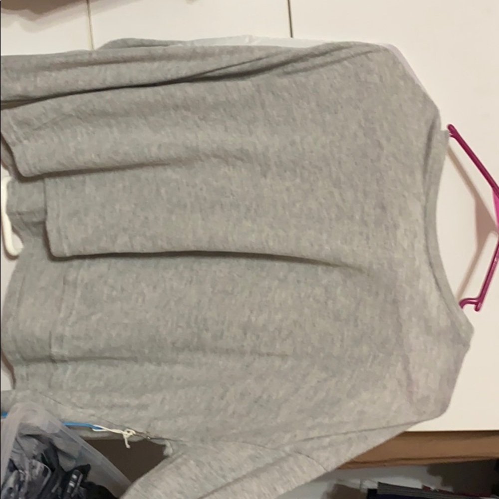 Grey soft long sleeve tee white side stripe detail
